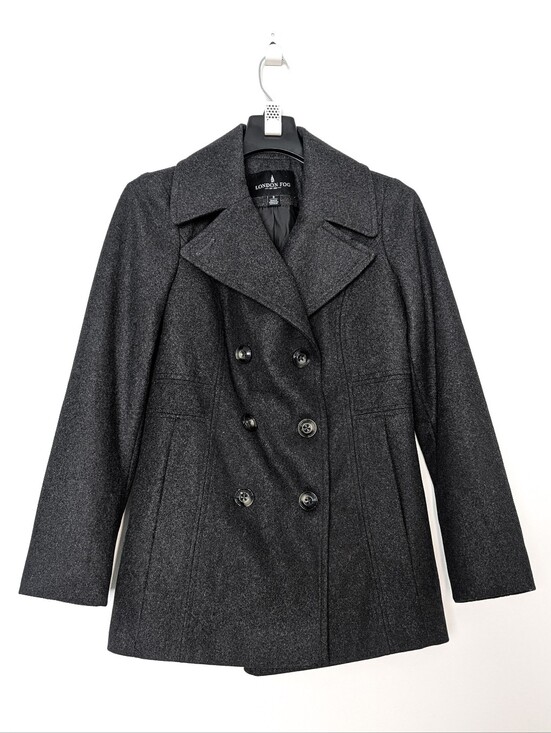 London Fog Jackets & Blazers - London Fog Dark Charcoal Double-Breasted Peacoat